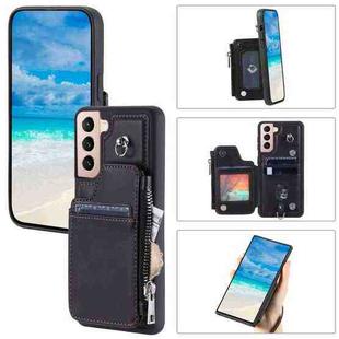 For Samsung Galaxy S21 5G Zipper Card Slots RFID Phone Case(Black)