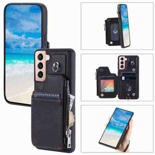 For Samsung Galaxy S22+ 5G Zipper Card Slots RFID Phone Case(Black)