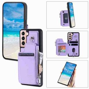 For Samsung Galaxy S22+ 5G Zipper Card Slots RFID Phone Case(Purple)