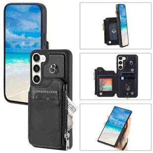 For Samsung Galaxy S23+ 5G Zipper Card Slots RFID Phone Case(Black)