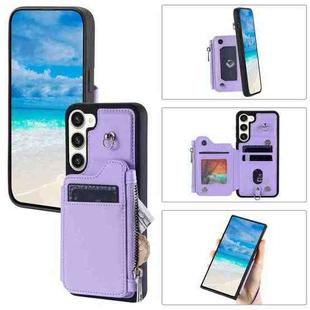 For Samsung Galaxy S23+ 5G Zipper Card Slots RFID Phone Case(Purple)