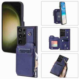 For Samsung Galaxy S23 Ultra 5G Zipper Card Slots RFID Phone Case(Blue)