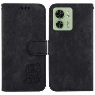 For Motorola Edge 40 Little Tiger Embossed Leather Phone Case(Black)