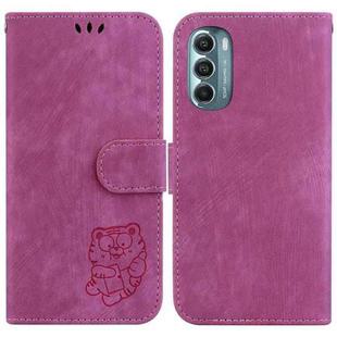 For Motorola Moto G Stylus 5G 2022 Little Tiger Embossed Leather Phone Case(Rose Red)