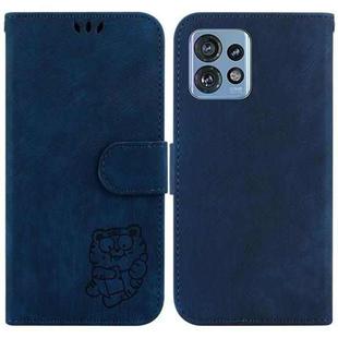 For Motorola Edge 40 Pro Little Tiger Embossed Leather Phone Case(Dark Blue)