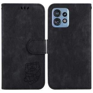 For Motorola Edge 40 Pro Little Tiger Embossed Leather Phone Case(Black)