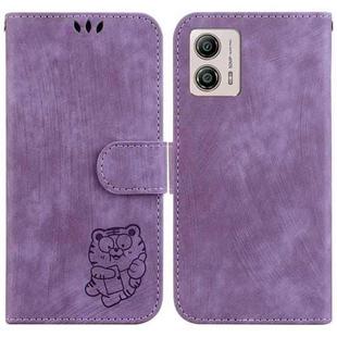 For Motorola Moto G13 / G23 / G53 Little Tiger Embossed Leather Phone Case(Purple)