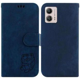 For Motorola Moto G13 / G23 / G53 Little Tiger Embossed Leather Phone Case(Dark Blue)