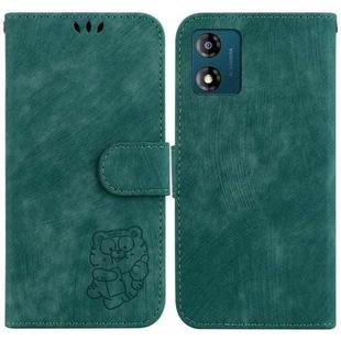 For Motorola Moto E13 Little Tiger Embossed Leather Phone Case(Green)