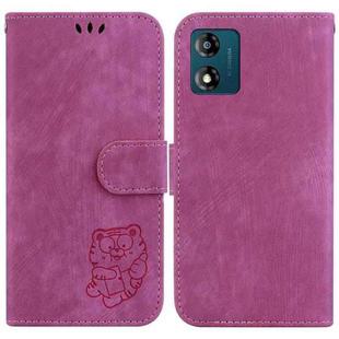 For Motorola Moto E13 Little Tiger Embossed Leather Phone Case(Rose Red)