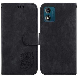 For Motorola Moto E13 Little Tiger Embossed Leather Phone Case(Black)