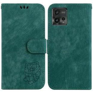 For Motorola Moto G72 Little Tiger Embossed Leather Phone Case(Green)