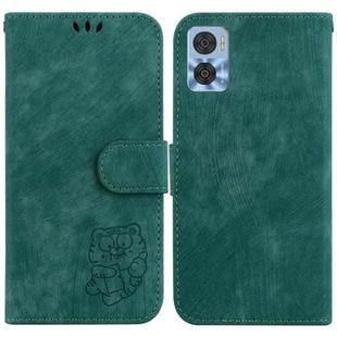 For Motorola Moto E22 / E22i Little Tiger Embossed Leather Phone Case(Green)