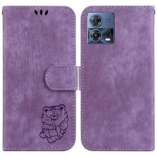 For Motorola Moto S30 Pro 5G Little Tiger Embossed Leather Phone Case(Purple)