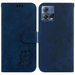 For Motorola Moto S30 Pro 5G Little Tiger Embossed Leather Phone Case(Dark Blue)