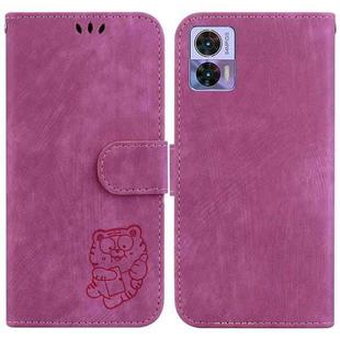 For Motorola Edge 30 Neo / 30 Lite Little Tiger Embossed Leather Phone Case(Rose Red)