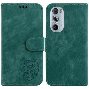 For Motorola Edge 30 Pro / Edge+ 2022 Little Tiger Embossed Leather Phone Case(Green)