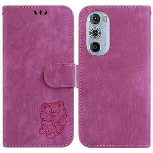For Motorola Edge 30 Pro / Edge+ 2022 Little Tiger Embossed Leather Phone Case(Rose Red)