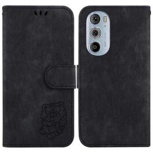 For Motorola Edge 30 Pro / Edge+ 2022 Little Tiger Embossed Leather Phone Case(Black)