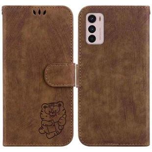 For Motorola Moto G42 Little Tiger Embossed Leather Phone Case(Brown)
