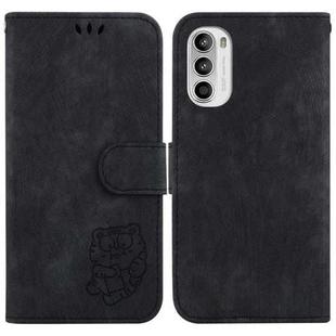 For Motorola Moto G62 5G Little Tiger Embossed Leather Phone Case(Black)