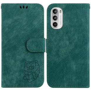 For Motorola Moto G52J JP Little Tiger Embossed Leather Phone Case(Green)