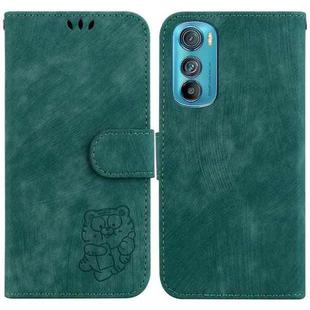 For Motorola Edge 30 Little Tiger Embossed Leather Phone Case(Green)