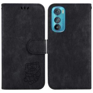 For Motorola Edge 30 Little Tiger Embossed Leather Phone Case(Black)