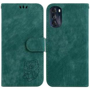 For Motorola Moto G 2022 Little Tiger Embossed Leather Phone Case(Green)