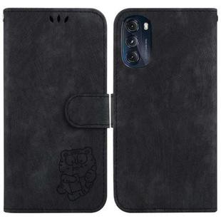 For Motorola Moto G 2022 Little Tiger Embossed Leather Phone Case(Black)