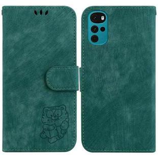 For Motorola Moto G22 Little Tiger Embossed Leather Phone Case(Green)