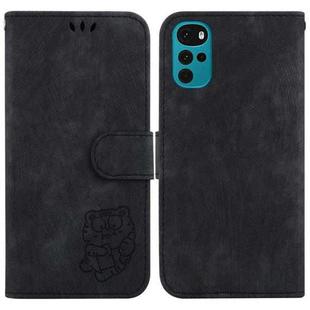 For Motorola Moto G22 Little Tiger Embossed Leather Phone Case(Black)
