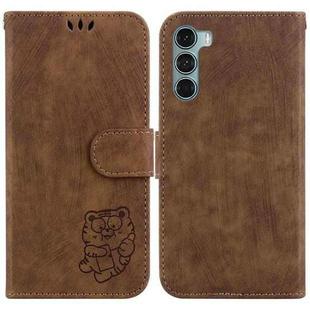 For Motorola Moto G200 5G / Edge S30 Little Tiger Embossed Leather Phone Case(Brown)