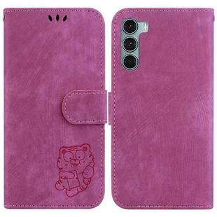 For Motorola Moto G200 5G / Edge S30 Little Tiger Embossed Leather Phone Case(Rose Red)