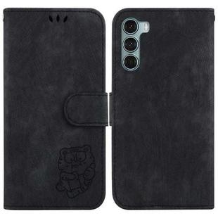 For Motorola Moto G200 5G / Edge S30 Little Tiger Embossed Leather Phone Case(Black)