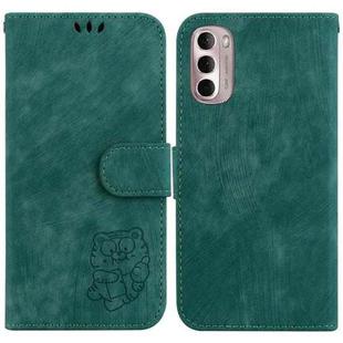 For Motorola Moto G Stylus 4G 2022 Little Tiger Embossed Leather Phone Case(Green)