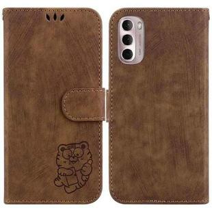 For Motorola Moto G Stylus 4G 2022 Little Tiger Embossed Leather Phone Case(Brown)