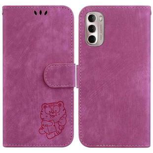 For Motorola Moto G Stylus 4G 2022 Little Tiger Embossed Leather Phone Case(Rose Red)