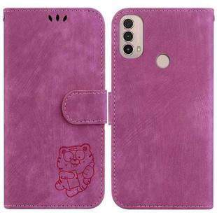 For Motorola Moto E20 / E30 / E40 Little Tiger Embossed Leather Phone Case(Rose Red)