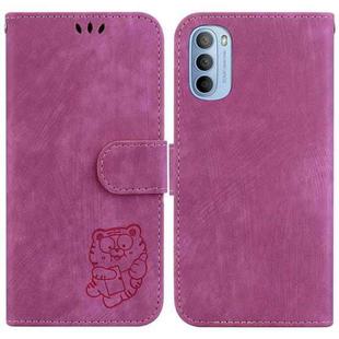 For Motorola Moto G31  / G41 Little Tiger Embossed Leather Phone Case(Rose Red)