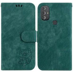 For Motorola Moto G Power 2022 Little Tiger Embossed Leather Phone Case(Green)