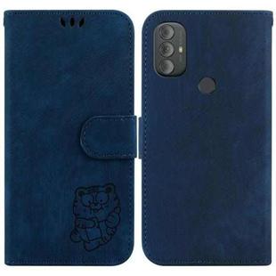 For Motorola Moto G Power 2022 Little Tiger Embossed Leather Phone Case(Dark Blue)