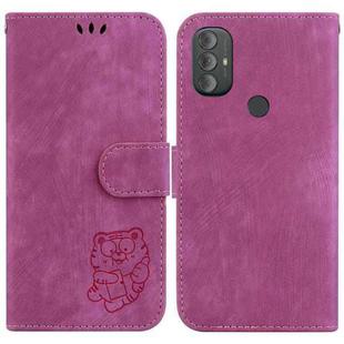 For Motorola Moto G Power 2022 Little Tiger Embossed Leather Phone Case(Rose Red)