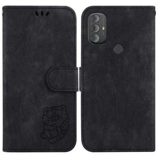 For Motorola Moto G Power 2022 Little Tiger Embossed Leather Phone Case(Black)