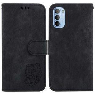 For Motorola Moto G51 Little Tiger Embossed Leather Phone Case(Black)