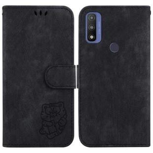For Motorola G Pure Little Tiger Embossed Leather Phone Case(Black)