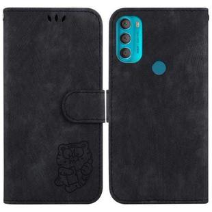 For Motorola Moto G71 5G Little Tiger Embossed Leather Phone Case(Black)