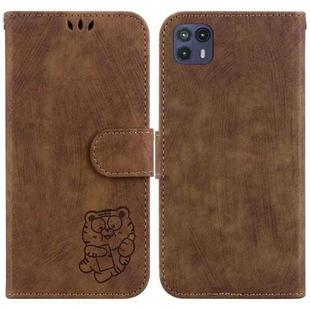 For Motorola Moto G50 5G Little Tiger Embossed Leather Phone Case(Brown)
