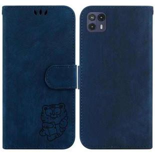 For Motorola Moto G50 5G Little Tiger Embossed Leather Phone Case(Dark Blue)