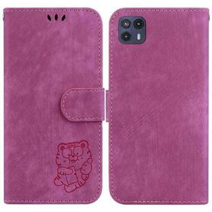 For Motorola Moto G50 5G Little Tiger Embossed Leather Phone Case(Rose Red)